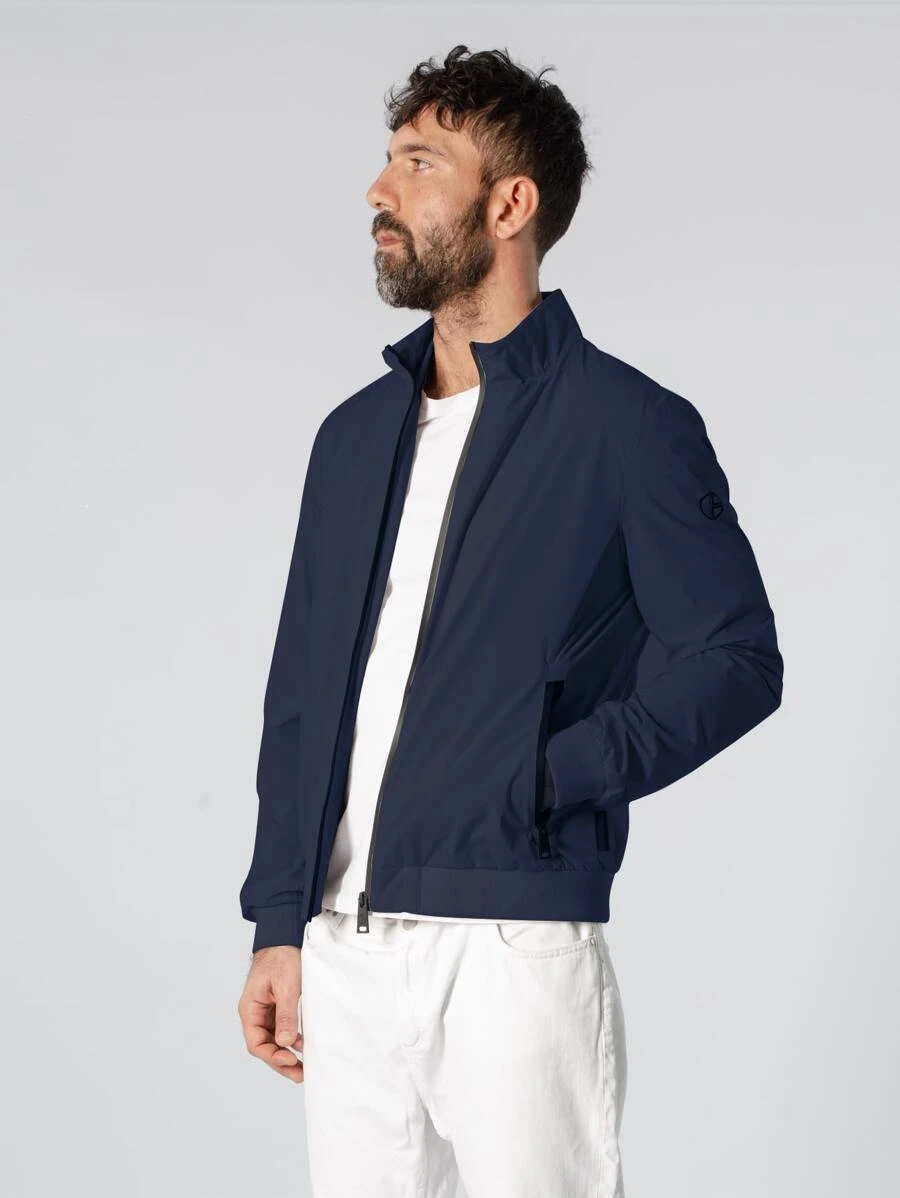 Áo khoác Nam Túi Dây kéo màu trơn Giải trí - Màu xanh hải quân - Xem 1