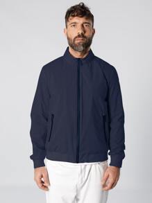 Áo khoác Nam Túi Dây kéo màu trơn Giải trí - Màu xanh hải quân - Xem 3