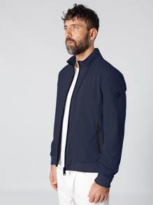 Áo khoác Nam Túi Dây kéo màu trơn Giải trí - Màu xanh hải quân - Xem 4