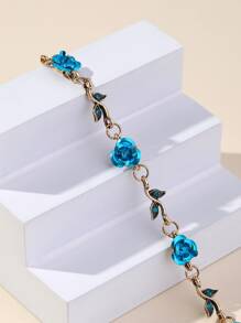 Flower Decor Bracelet - Blue - View 2