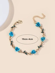 Flower Decor Bracelet - Blue - View 3