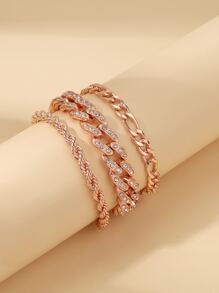 3 piezas/set Pulsera tobillera con diseño de diamante de imitación - Oro rosa - Ver 5