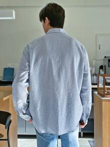 DAZY 男士条纹纽扣衬衫，秋季长袖男士衬衫商务正装