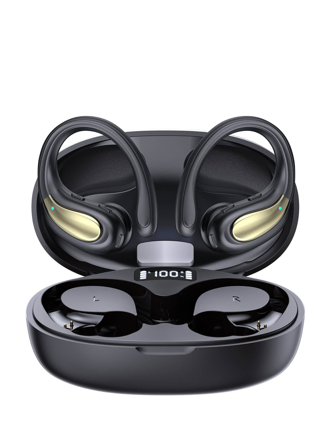 Auriculares deportivos a prueba de sudor y ruido - Negro - Ver 1