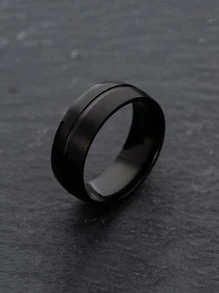 Anillo minimalista para hombre - Negro - Ver 1