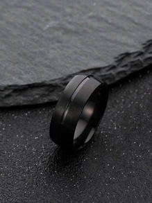 Anillo minimalista para hombre - Negro - Ver 2
