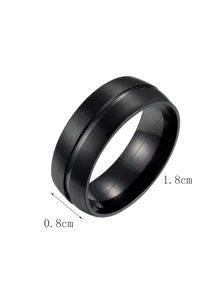 Anillo minimalista para hombre - Negro - Ver 3