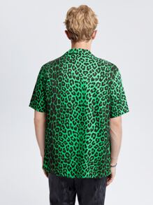 GENTILAND Men Leopard Print Shirt - Green - View 2