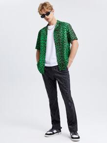 GENTILAND Men Leopard Print Shirt - Green - View 5