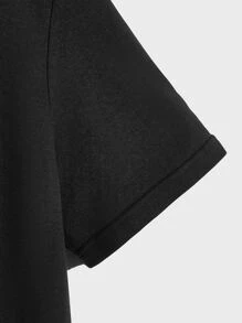 Manfinity Men Cartoon & Letter Graphic Drawstring Hoodie - Black - View 4