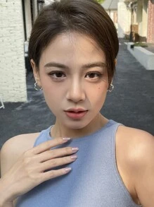 DAZY 結構圓耳環 - 銀色 - 查看 2