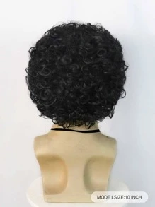 1入組短卷角色扮演合成假髮和1入組假髮帽 - 黑色 - 查看 2