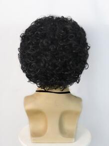 1入組短卷角色扮演合成假髮和1入組假髮帽 - 黑色 - 查看 5