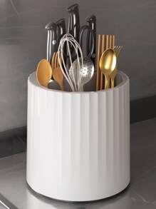 1pc Plastic Knife Storage Rack, Multifunctional Kitchenware Storage Rack For Kitchen - Grey - View 1