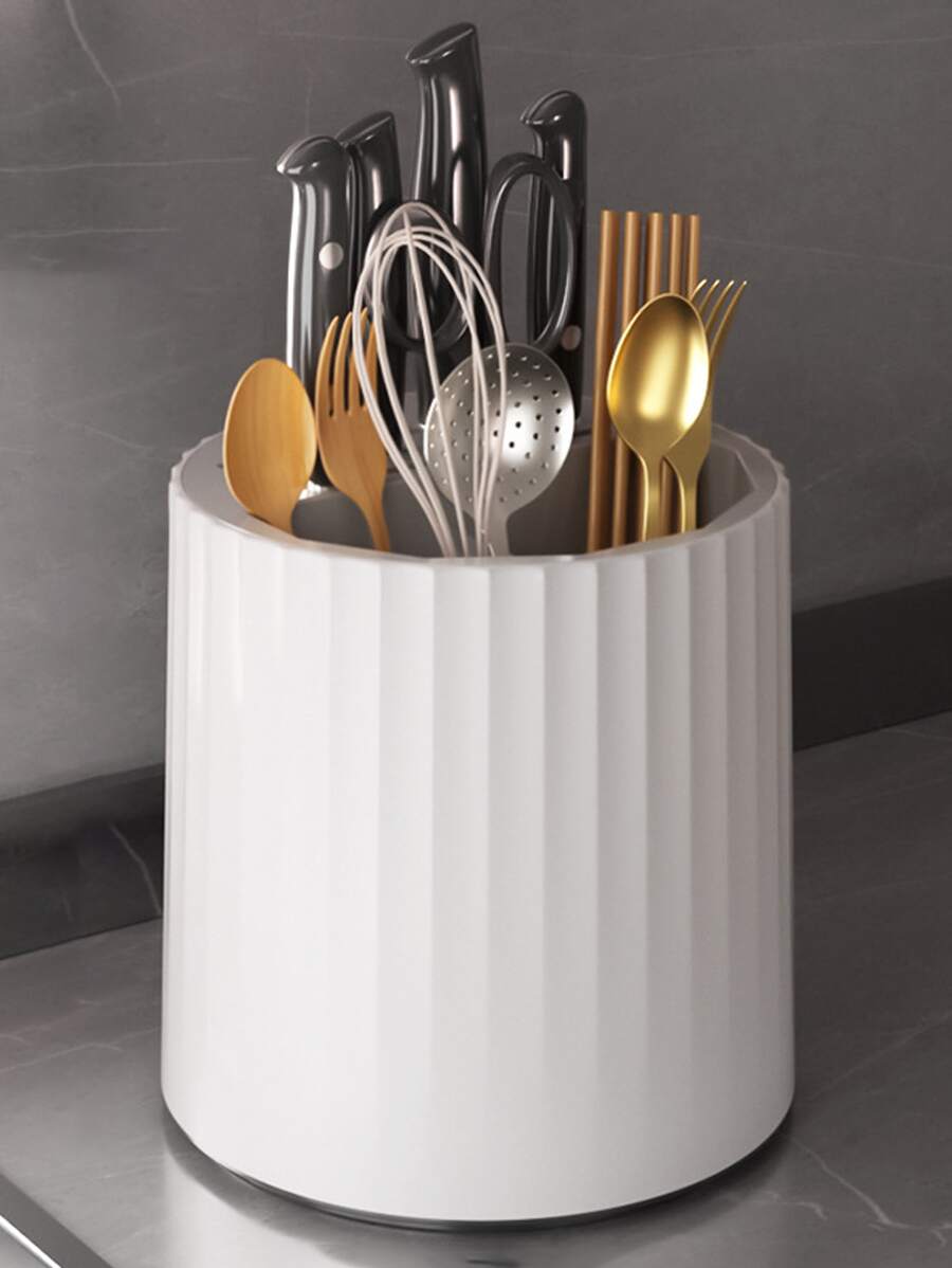 1pc Plastic Knife Storage Rack, Multifunctional Kitchenware Storage Rack For Kitchen - Grey - View 1