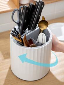 1pc Plastic Knife Storage Rack, Multifunctional Kitchenware Storage Rack For Kitchen - Grey - View 4