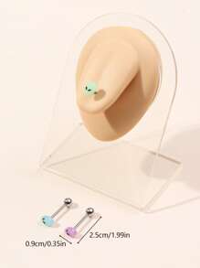 3pcs/set Glow In The Dark Alien Decor Tongue Barbell Ring Popular Piercing Body Jewelry Gift For Women & Men, Stainless Steel Jewelry - Multicolor - View 3
