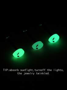 3pcs/set Glow In The Dark Alien Decor Tongue Barbell Ring Popular Piercing Body Jewelry Gift For Women & Men, Stainless Steel Jewelry - Multicolor - View 4