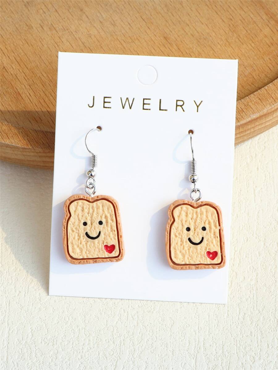 Cartoon Toast Drop Earrings - Multicolor - View 1