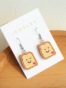 Cartoon Toast Drop Earrings - Multicolor - View 3