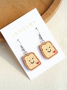 Cartoon Toast Drop Earrings - Multicolor - View 4