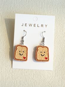 Cartoon Toast Drop Earrings - Multicolor - View 5