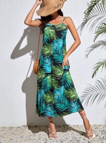 SHEIN Tall Tropical Print Cami Dress - Multicolor - View 1