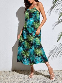 SHEIN Tall Tropical Print Cami Dress - Multicolor - View 3