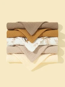 5入組嬰兒素色和蘑菇圖案圍兜 - 彩色 - 查看 2