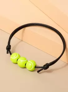 運動主題魅力手鍊足球籃球橄欖球棒球排球手鍊可調節勵志運動珠 - 彩色 - 查看 2