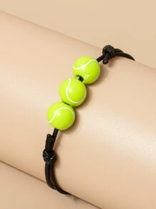 運動主題魅力手鍊足球籃球橄欖球棒球排球手鍊可調節勵志運動珠 - 彩色 - 查看 3