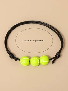 運動主題魅力手鍊足球籃球橄欖球棒球排球手鍊可調節勵志運動珠 - 彩色 - 查看 4