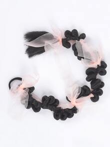 2入組長款合成纖維頭髮泡泡馬尾 - 黑色 - 查看 3