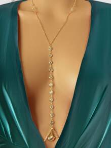 Rhinestone Decor Body Chain - Yellow Gold - View 2