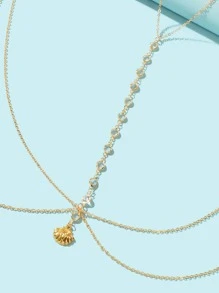 Rhinestone Decor Body Chain - Yellow Gold - View 4