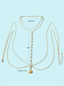 Rhinestone Decor Body Chain - Yellow Gold - View 5