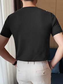 Men Colour Block Knit Top - Black - View 2