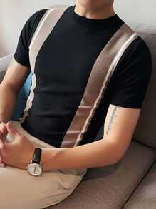 Men Colour Block Knit Top - Black - View 5