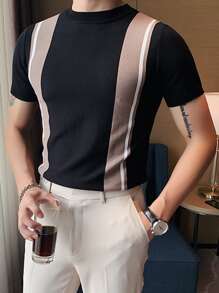 Men Colour Block Knit Top - Black - View 6