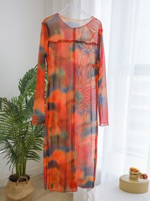 Dazy Designer Tie Dye Split Thigh Longline Top
