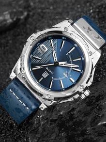 Men Water Resistant Round Pointer Date Quartz Watch As A Gift For Students Returning To School - Blue - View 1