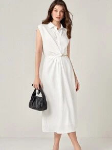BizChic 前扭結襯衫洋裝工作服