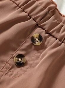 嬰兒小熊印花荷葉邊連體衣和紙袋腰背带半身裙和頭巾