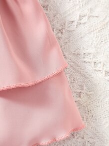 Baby Cartoon Bear Ruffle Trim Layer Hem Dress - Pink - View 6