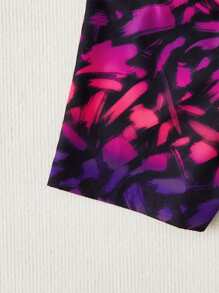 SHEIN Tween Boy Allover Print Drawstring Waist Swim Shorts - Multicolor - View 4