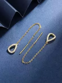 方晶鋯石水滴裝飾耳線