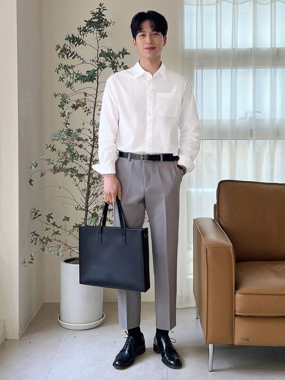 Men Patched Pocket Shirt Business Attire