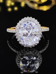 Cubic Zirconia Decor Ring - White - View 1