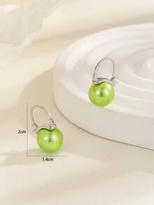 Faux Pearl Decor Earrings - Green - View 4