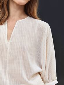 BizChic Đường viền cổ có rãnh tay cánh Áo Trang phục làm việc - Màu be - Xem 8